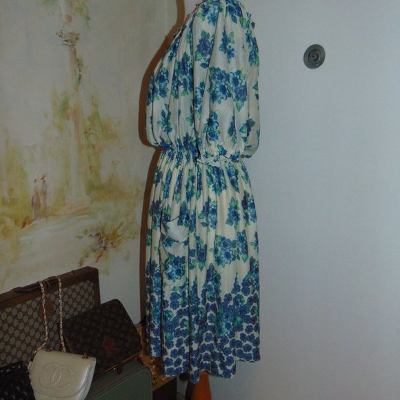 MNG by Mango Dress Womens Medium Tea Party Floral Lined Casual Mini Dress Blue - Picture 5 of 9